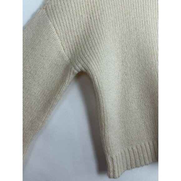 L'Academie Revolve Women's Cream Half-Zip Ribbed Sweater S Wool & Alpaca Blend - Picture 12 of 12